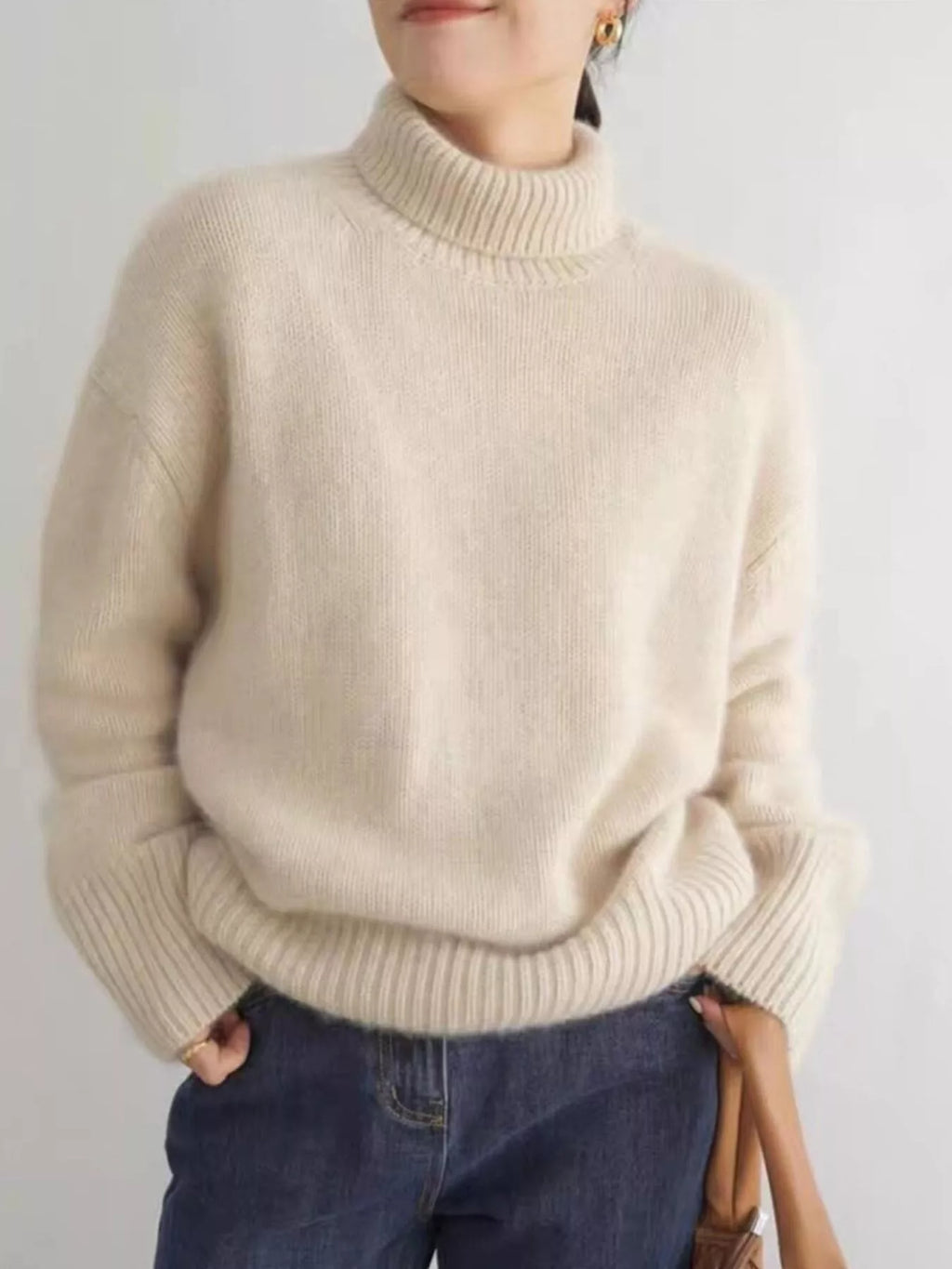 Turtleneck Dropped Shoulder Sweater (2)