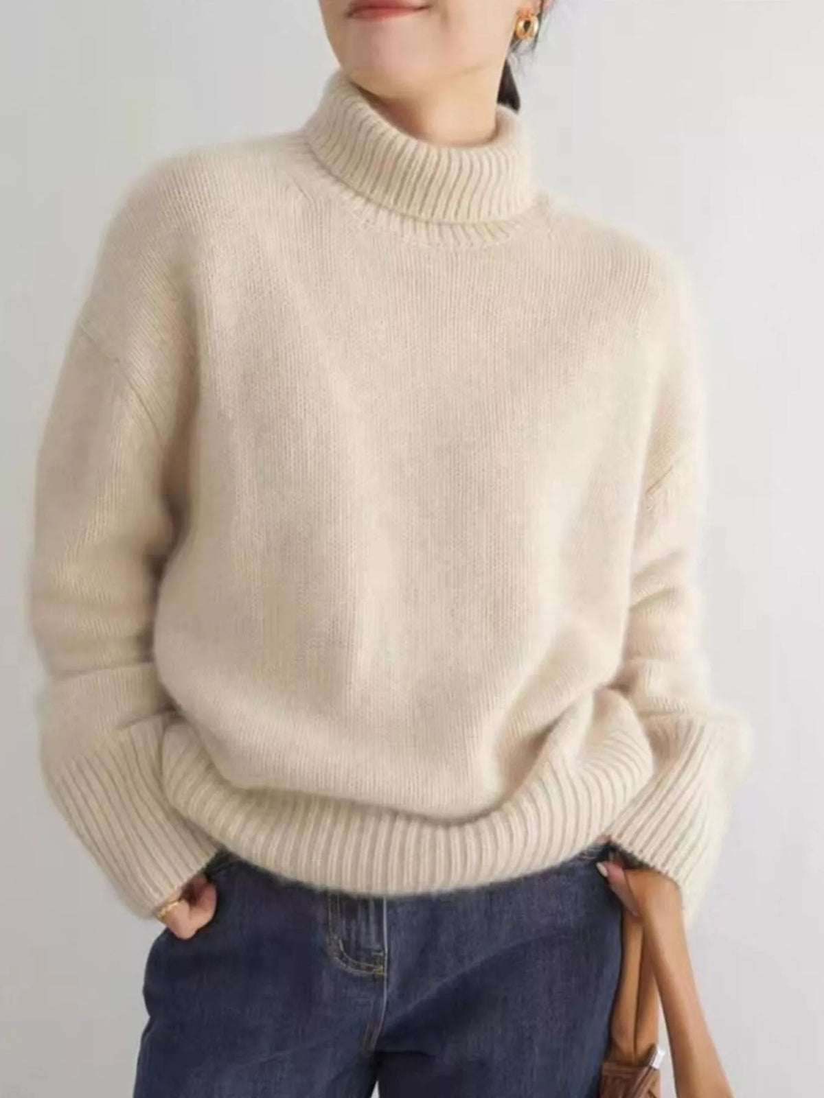 Turtleneck Dropped Shoulder Sweater (2)