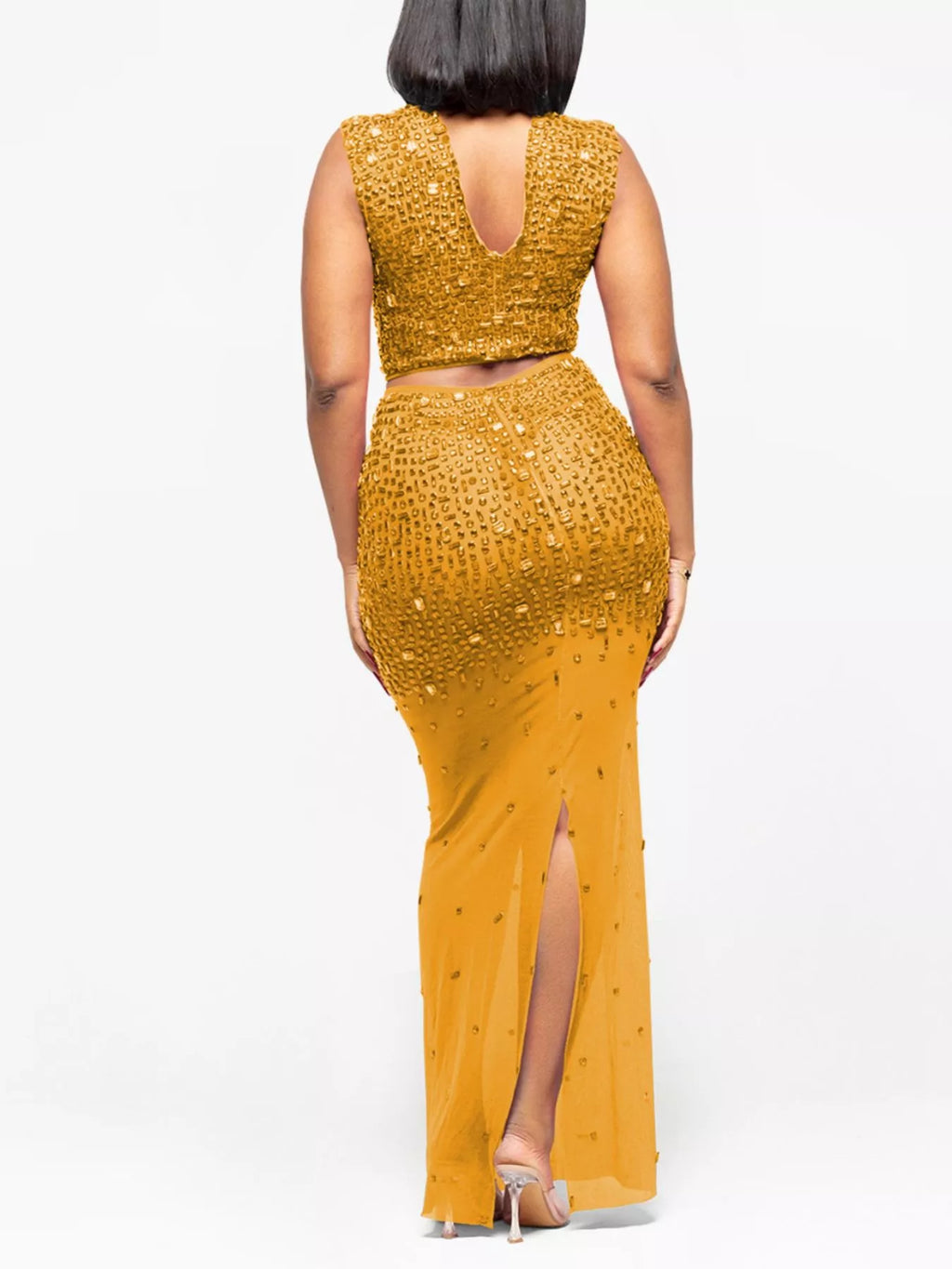 Rhinestone Sleeveless Top Skirt Set (7)