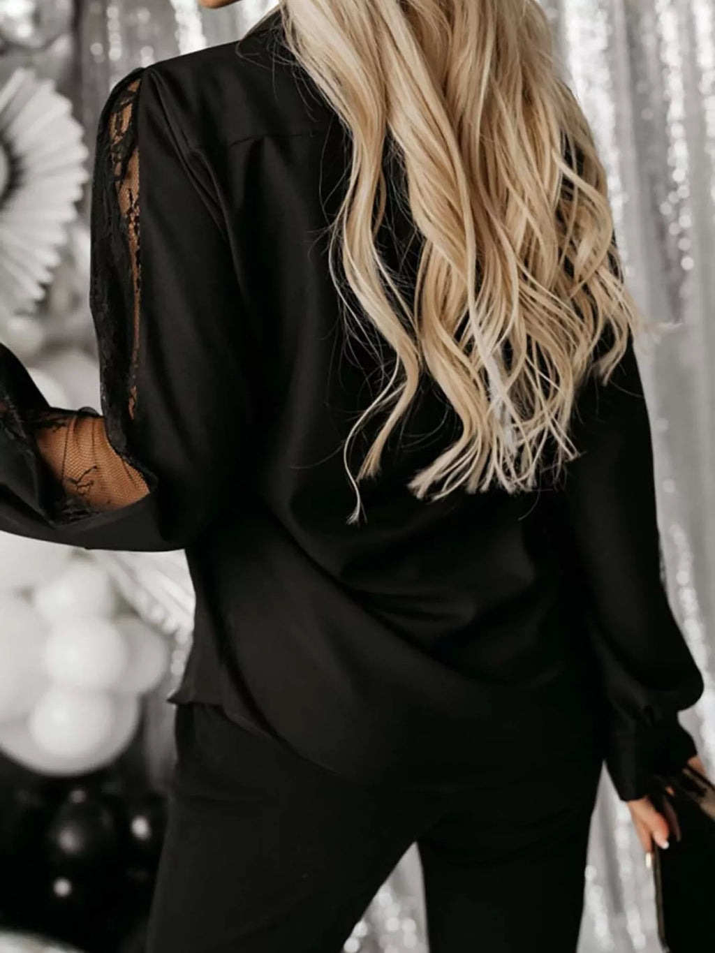 Lace-sleeve Button Up Shirt (13)