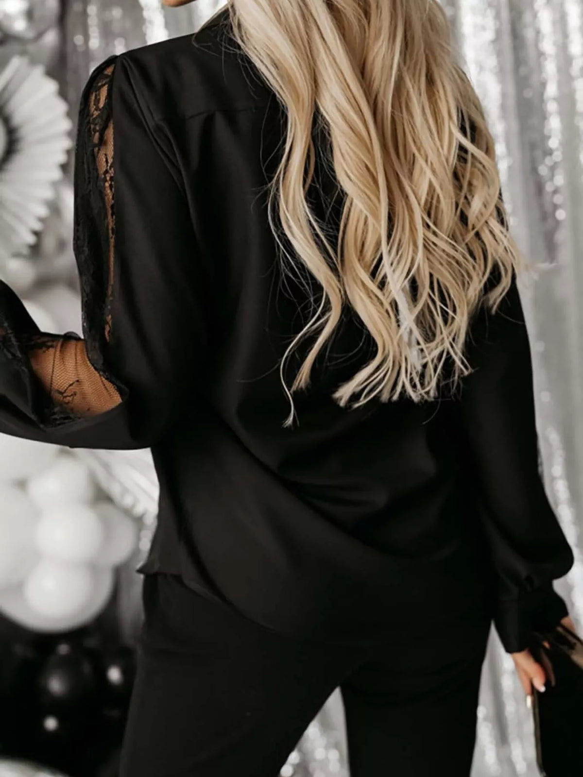 Lace-sleeve Button Up Shirt (13)