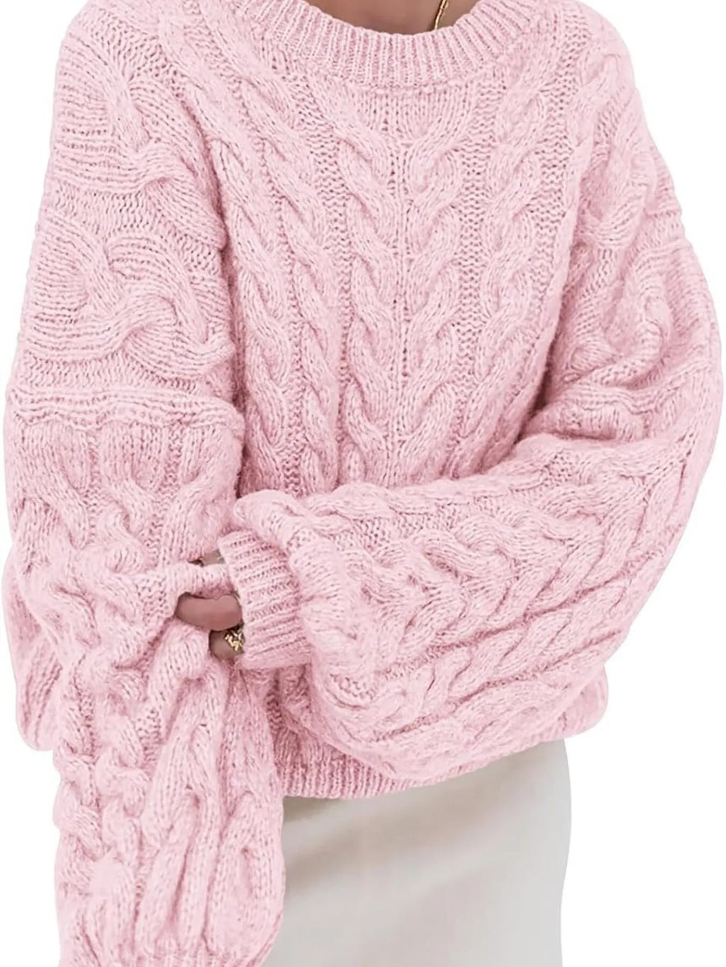 Cable Knit Long Sleeve Sweater (3)