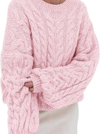 Cable Knit Long Sleeve Sweater (3)