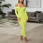 Cotton Ribbed Maxi Dress variant CJNSSYLY03340-Green-L|CJNSSYLY03340-Green-M|CJNSSYLY03340-Green-S|CJNSSYLY03340-Green-XL