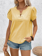 Notched Short Sleeve Blouse (14)