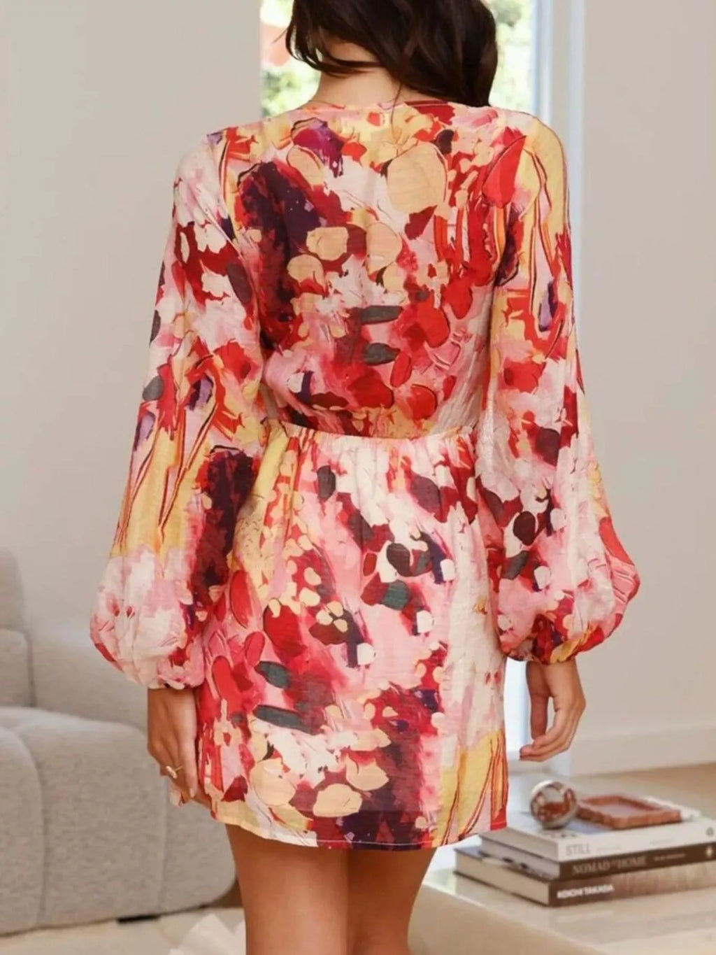 Surplice Long Sleeve Tie Waist Dress (8)