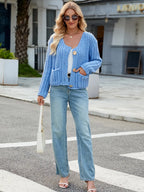Round Neck Button Up Cardigan Pockets (5)