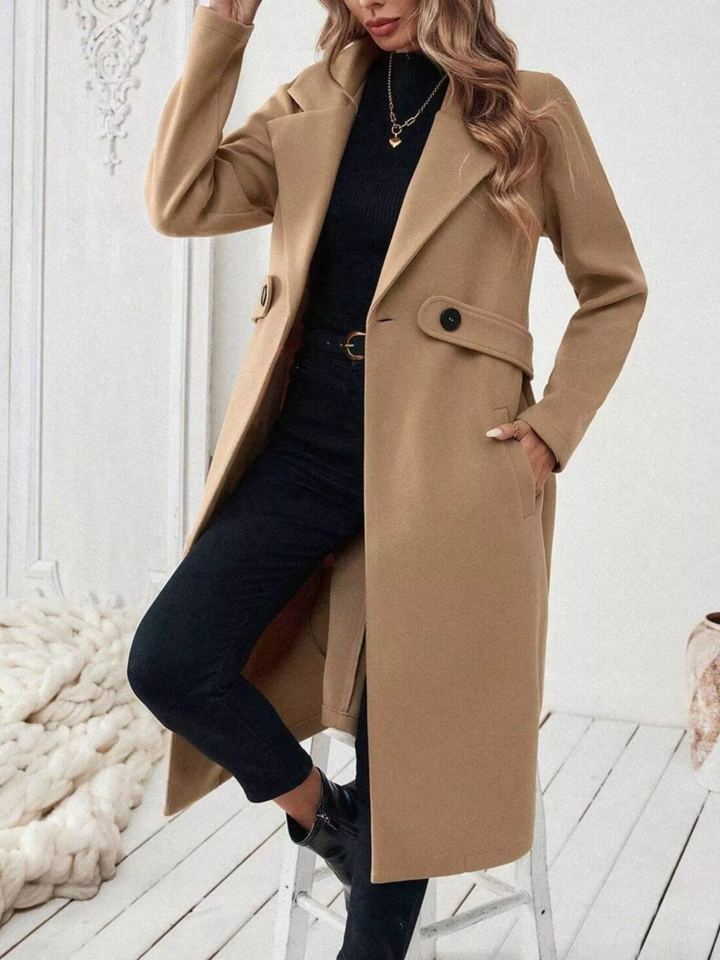 Lapel Collar Longline Coat (3)