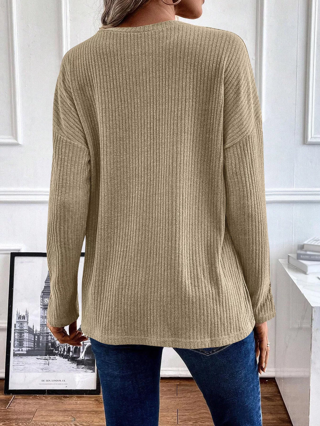 Button-detail Dropped Shoulder Top (2)
