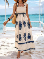 Smocked Printed Square Neck Maxi Dress (4)