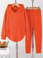 Textured Long Sleeve Hoodie Pants Set (22)