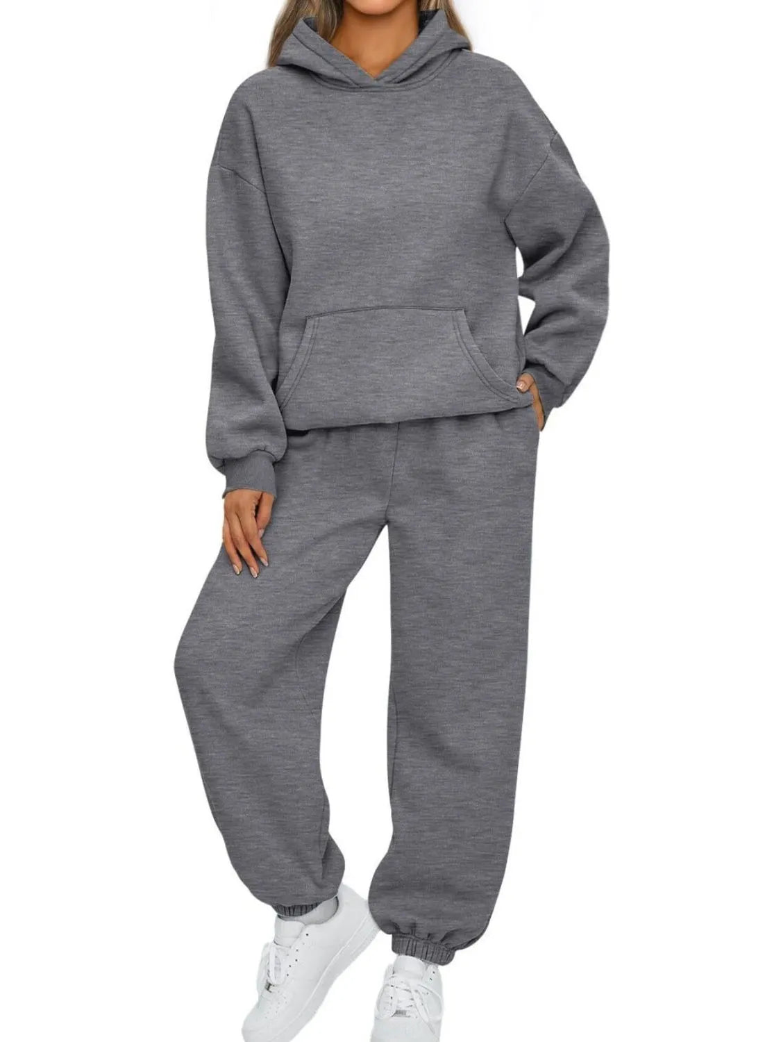 Full Size Kangaroo Pocket Hoodie Joggers Set Plus (8)