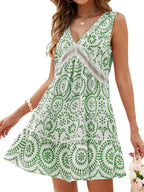 Printed V-neck Sleeveless Mini Dress (14)