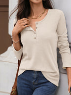 Waffle Knit Long Sleeve T-shirt (11)