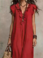 Full Size Bohemian Ruffle Neck Maxi Dress Plus (13)