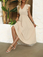 V-neck Ruffle Sleeve Dress (4)