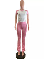 Contrast Short Sleeve Tee Pants Set (2)