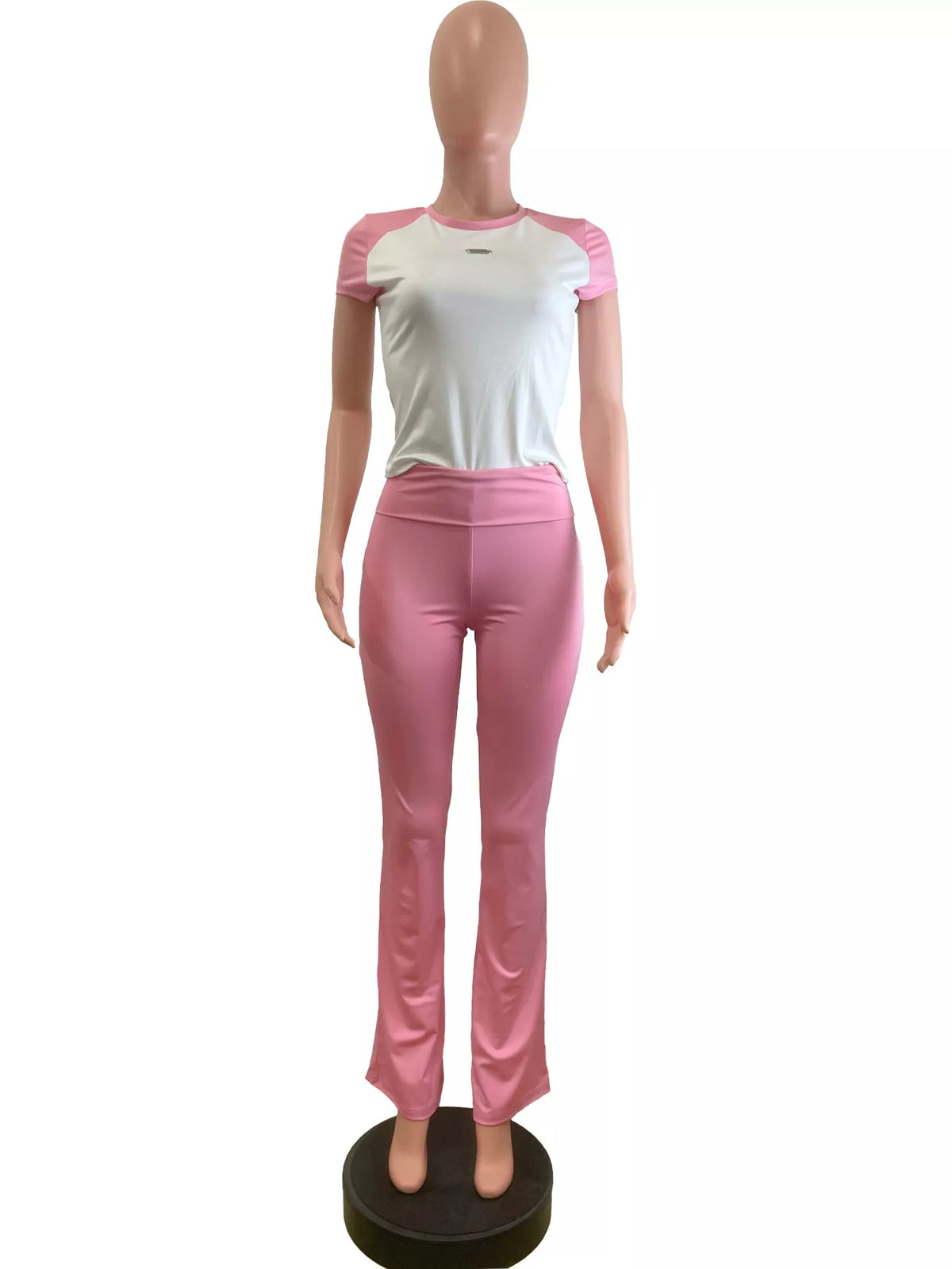 Contrast Short Sleeve Tee Pants Set (2)