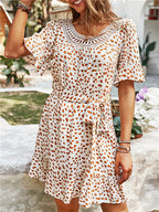 Polka Dot Print Round Neck Short Sleeve Loose Dress photo 1