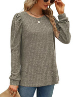 Ribbed Knit Top Puff Sleeves (11)
