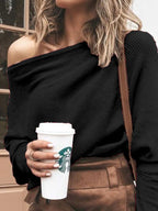 Full Size One-shoulder Ribbed Sweater Plus (15)