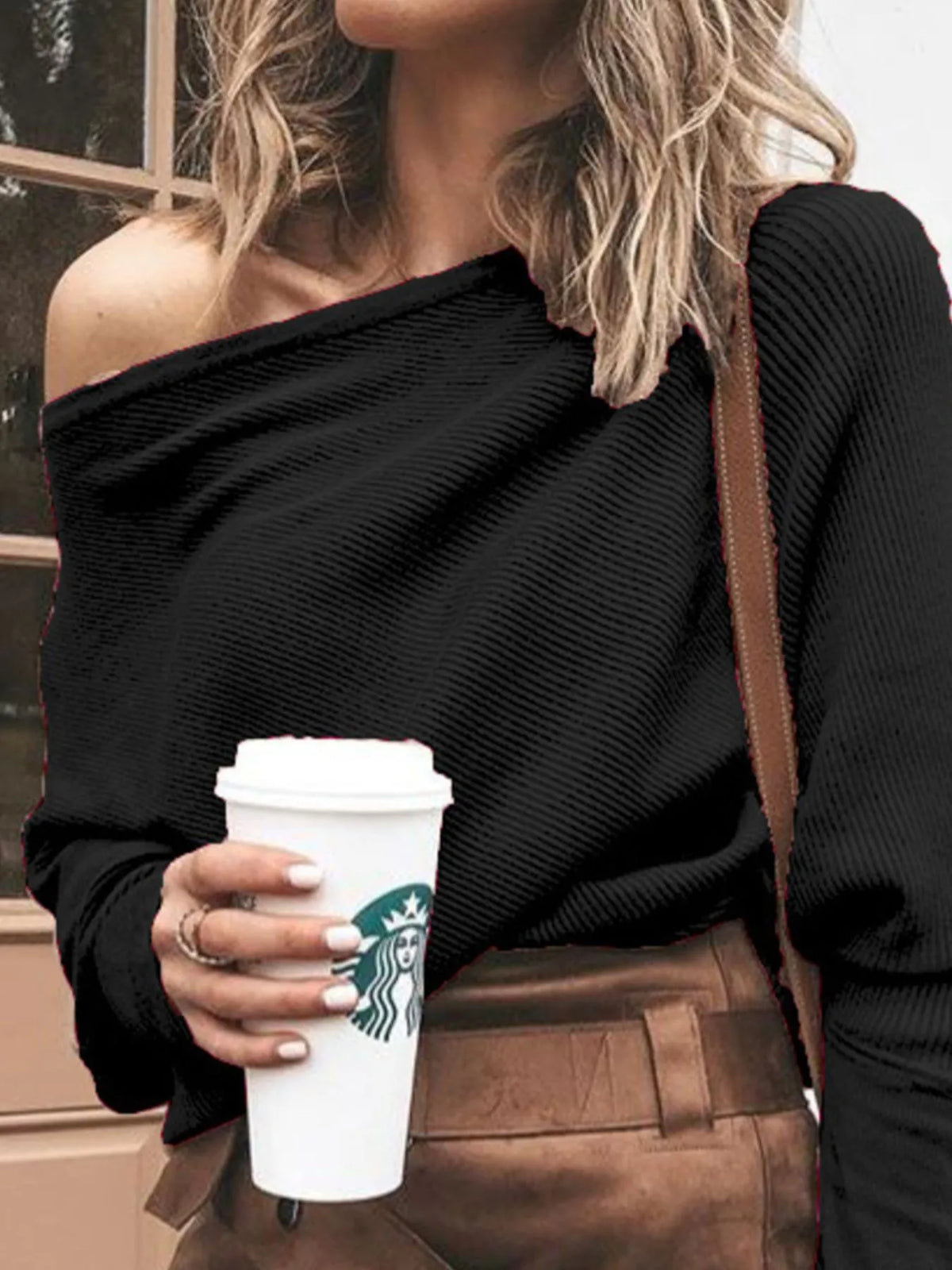 Full Size One-shoulder Ribbed Sweater Plus (15)