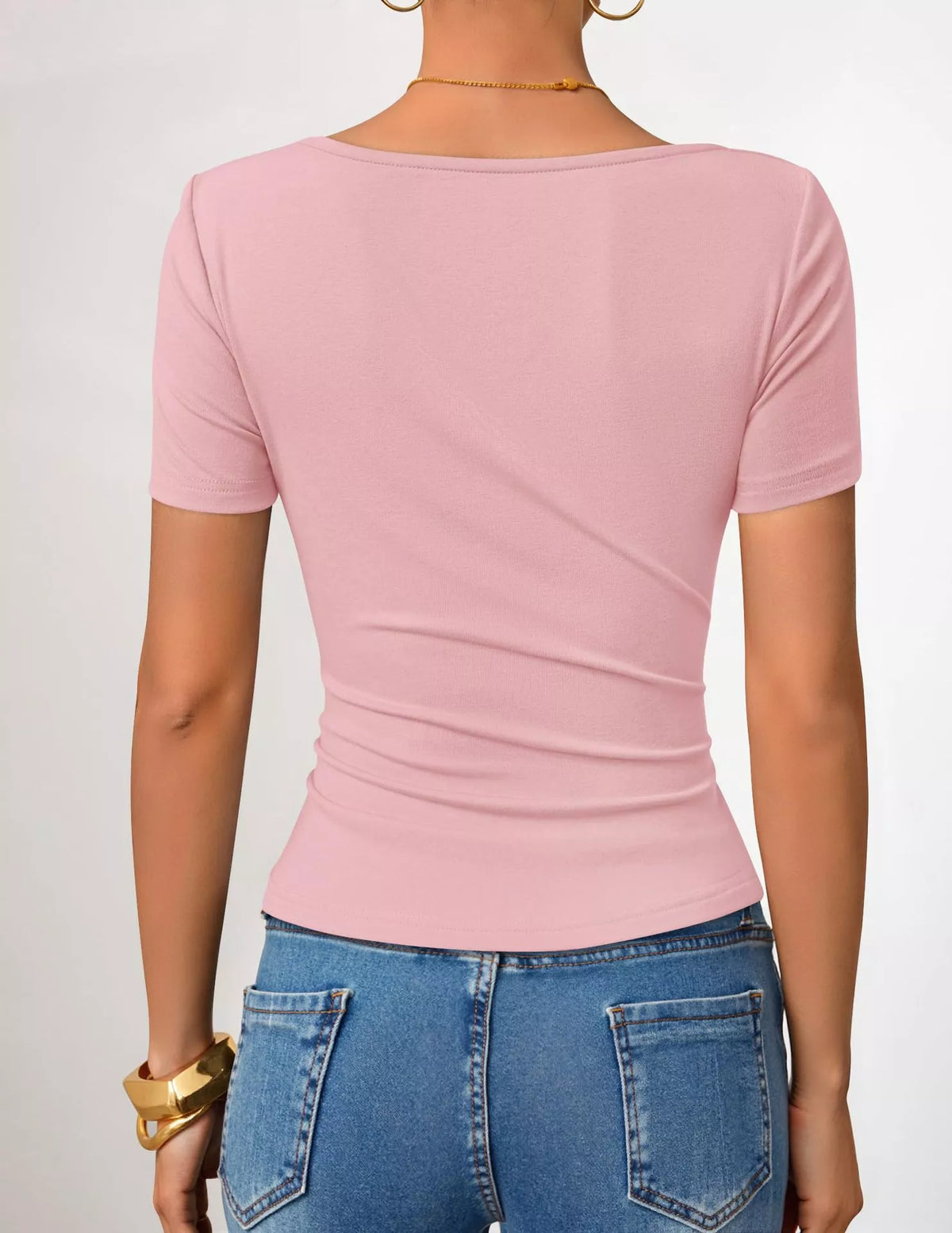 Asymmetrical Neckline Fitted T-shirt (2)