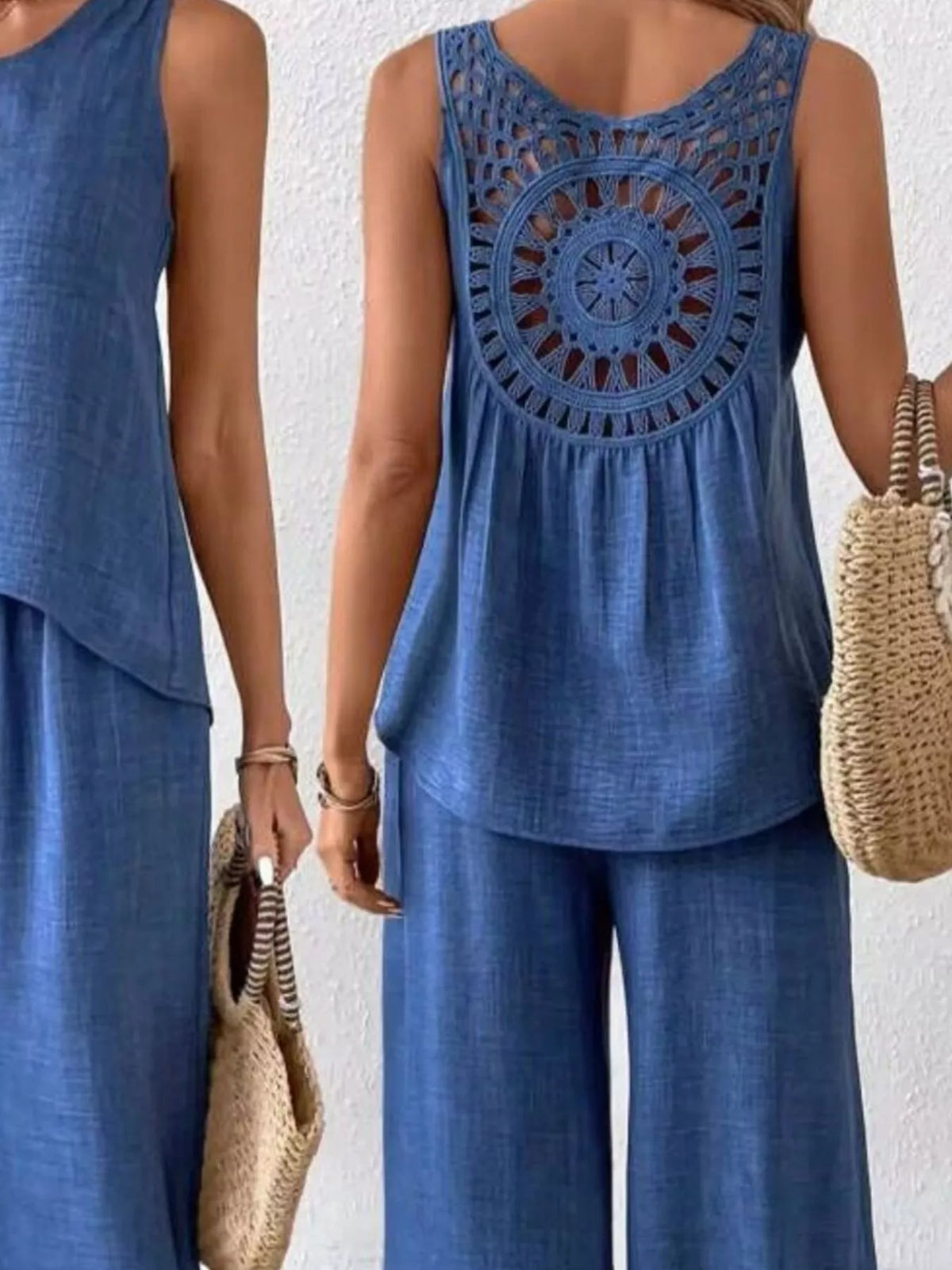 Round Neck Tank Pants Set (10)