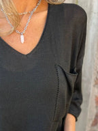 Full Size Casual V-neck Knit Sweater Plus (12)