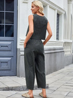 Plaid Sleeveless Top Pants Set (15)