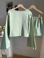 Embroidered Tie-front Top Shorts Set (14)