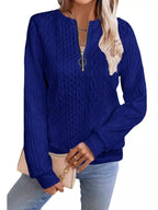 Chic Cable Texture Quarter-zip Sweatshirt (7)