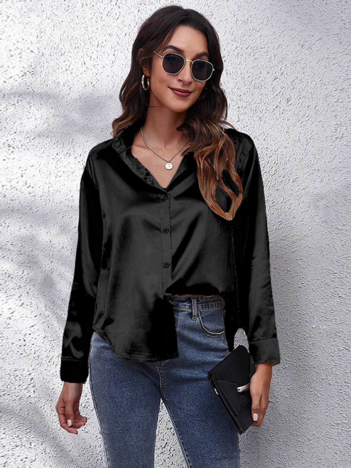 Collared Neck Buttoned Long Sleeve Shirt (10)