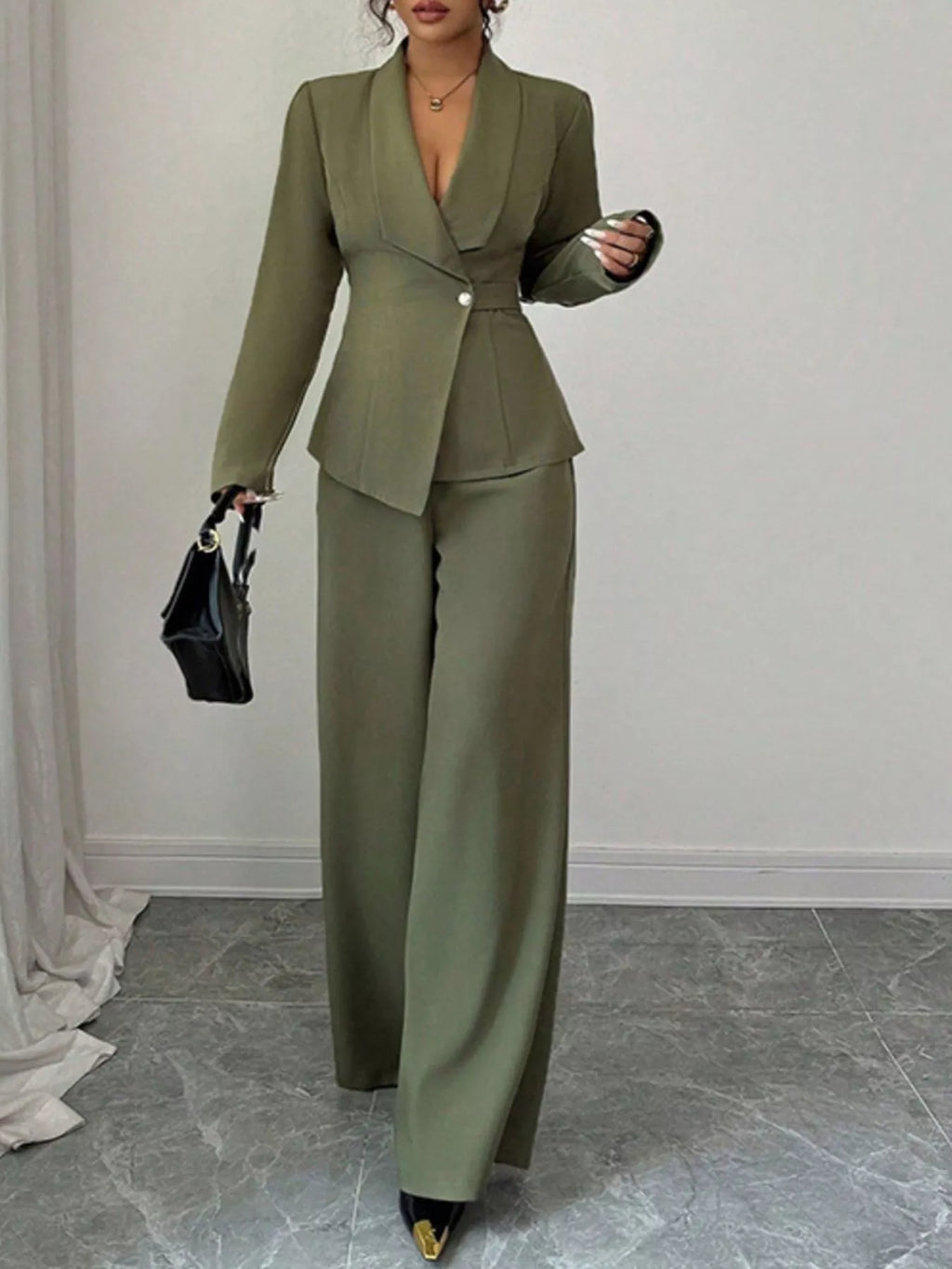 One Button Blazer Pants Set (11)