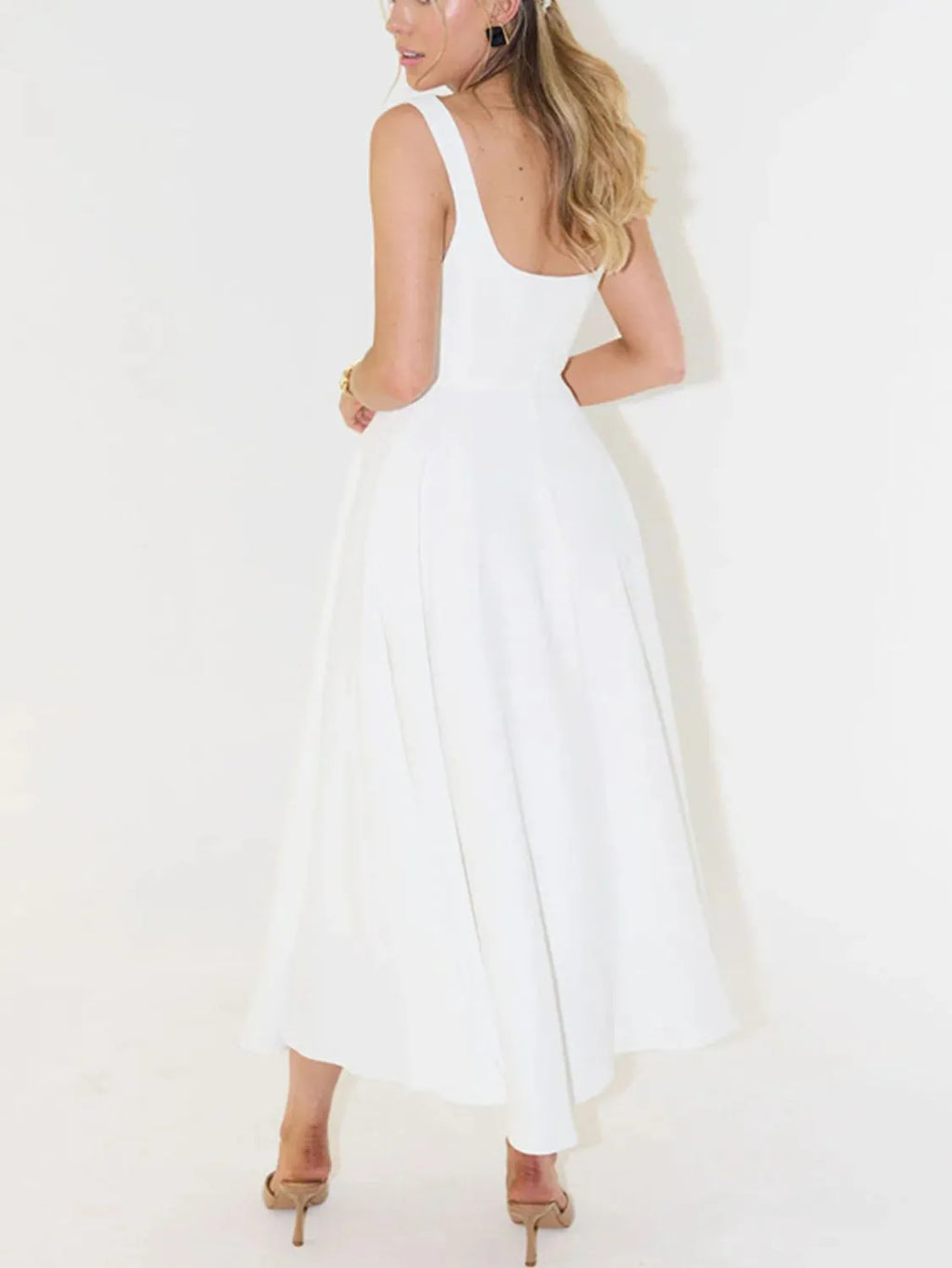 Square Neck Sleeveless Midi Dress (3)