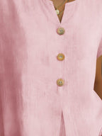 Decor Button Short Sleeve Blouse (6)