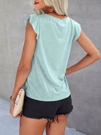 Ruffled Round Neck Cap Sleeve T-shirt (14)