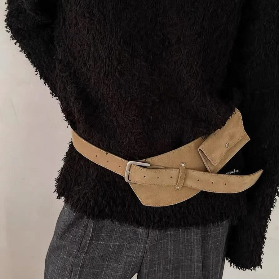 Retro Brown Suede Wide Belt photo 1