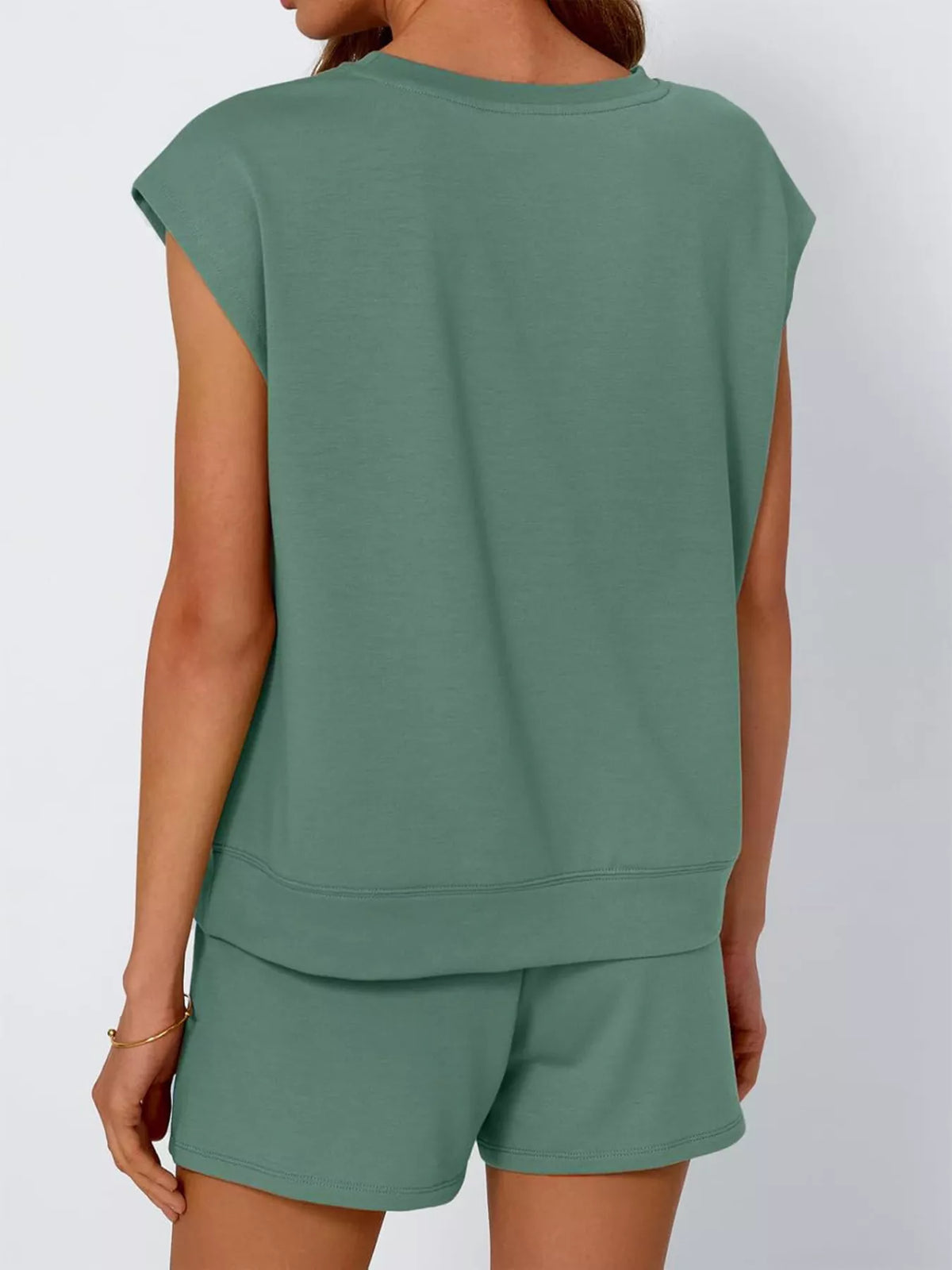 Casual Solid Color T-shirt Shorts Set (8)