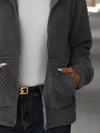 Textured Knit Zip-up Hooded Outerwear (8)