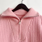 Ribbed Half Zip Long Sleeve Sweater (3)