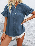 Button Down Ruffled Short Sleeve Shirt (11)