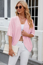 Eyelet Open Front Half Sleeve Cardigan (13)