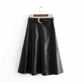 Belted Faux Leather Skirt variant CJNSXZQZ00473-Black-S|CJNSXZQZ00473-Black-L|CJNSXZQZ00473-Black-XS|CJNSXZQZ00473-Black-M