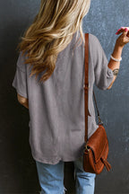 Textured V-neck Dropped Shoulder T-shirt (20)