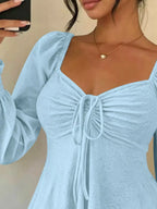 Ruched Sweetheart Neck Long Sleeve Top (17)