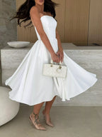 Strapless Ruched A-line Midi Dress (18)