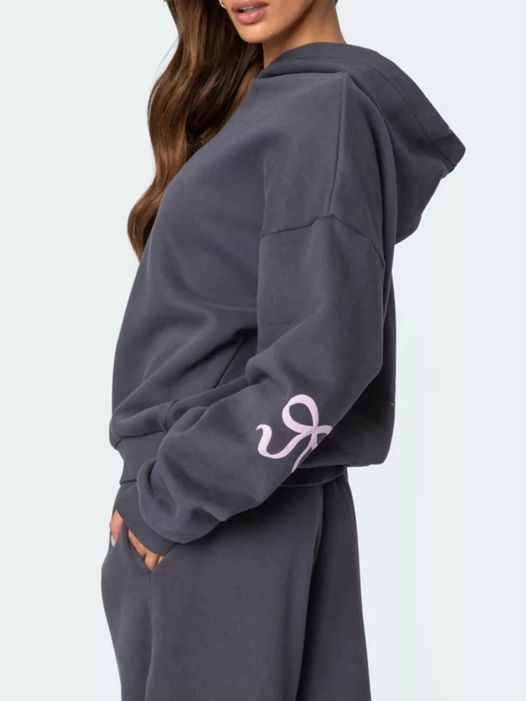 Bow Heart Dropped Shoulder Hoodie Pants Set (9)