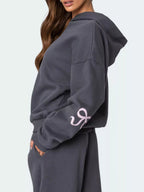 Bow Heart Dropped Shoulder Hoodie Pants Set (9)