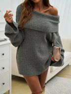 Off-shoulder Extra-long Sleeve Sweater (13)